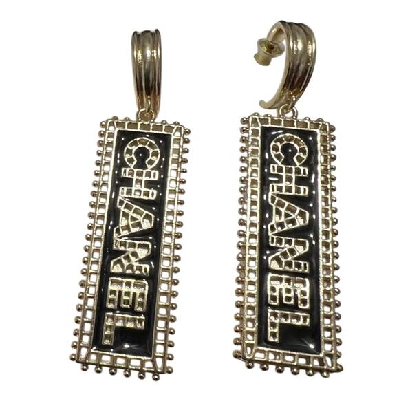 Chanel Gold Signature Bar Large Dangle Earrings Fall/Winter 2023 (CHXX024) - Picture 1 of 7